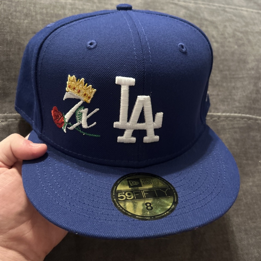 Los Angeles Dodgers MLB NE Crown Champs 7X's Champ Fitted Hat 8 NEW Cap Stitched